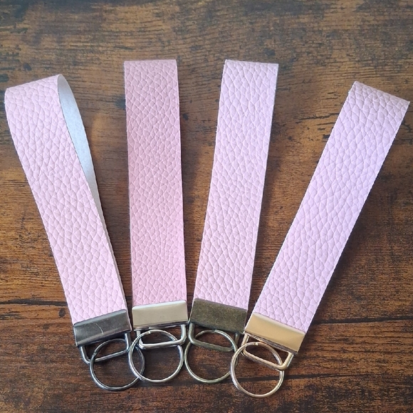 Handmade Accessories - (Buy Now )Pink Faux Pepple Leather Wirstlet Keychain